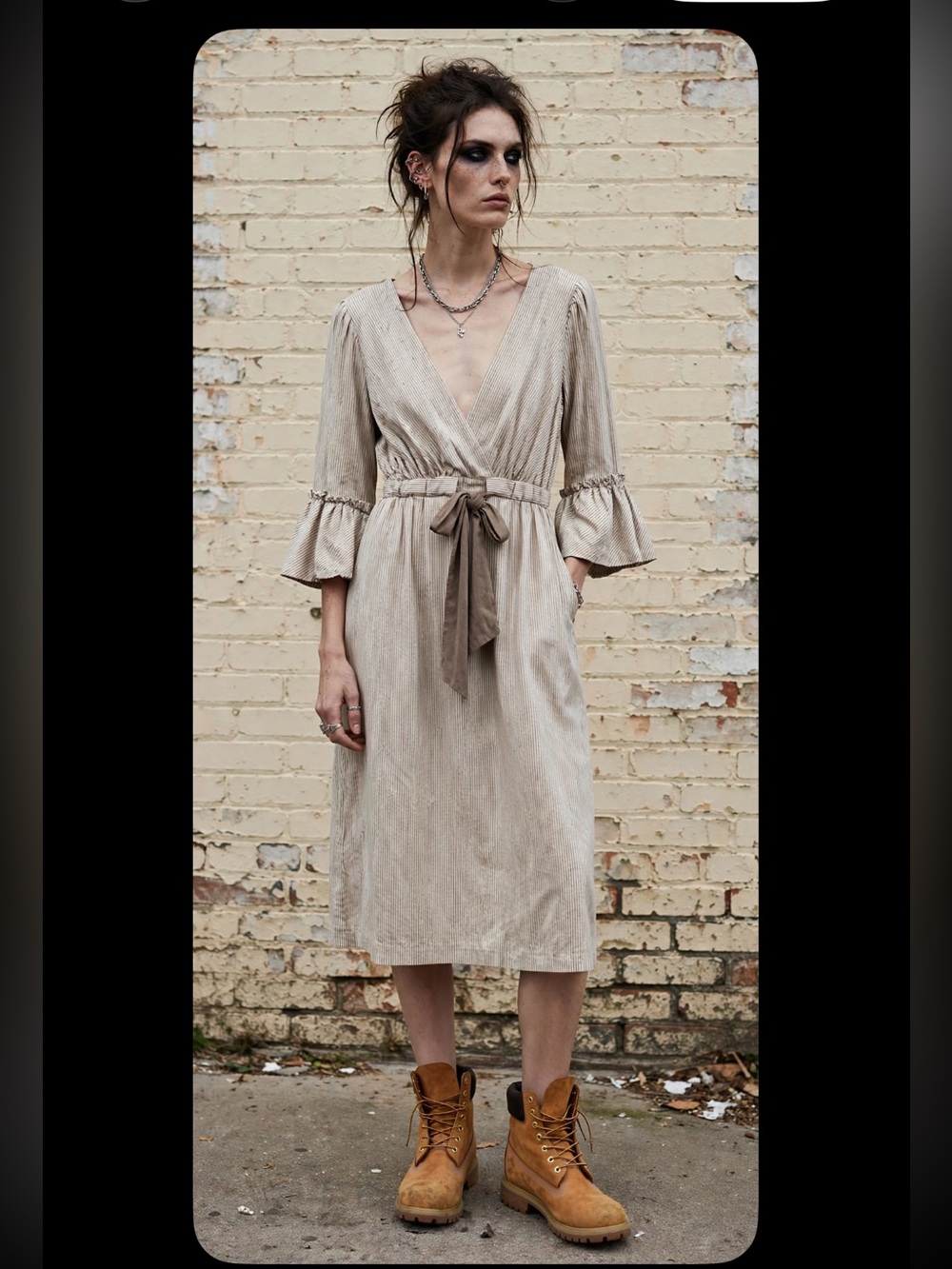 Bcbg cotton pinstripe dress with bow